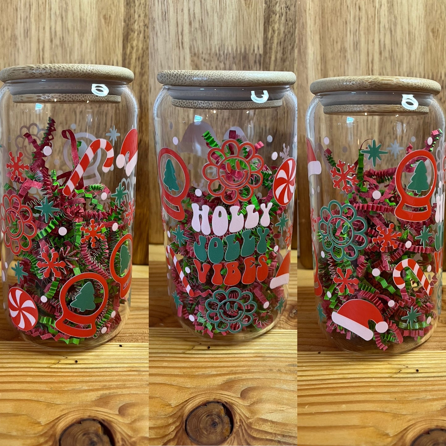 Holly Jolly Vibes 16oz Glass Can