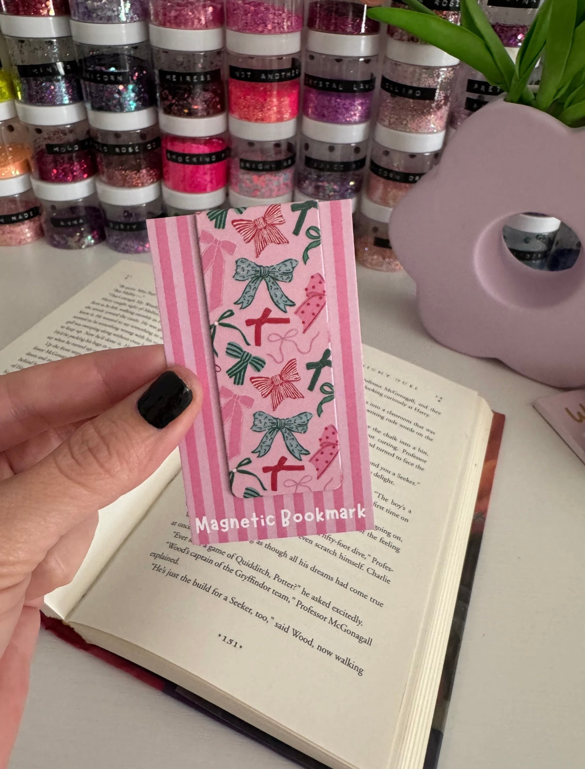 Christmas Bow Magnetic Bookmark