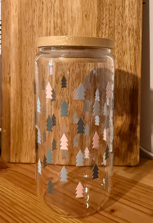 Christmas Tree 16oz Glass Can