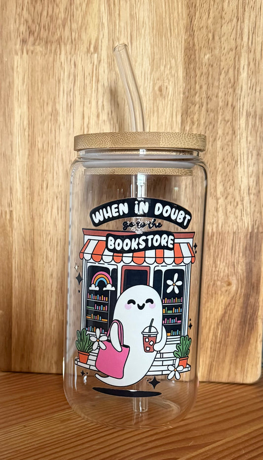 When in Doubt go to the Bookstore Ghost 16oz Glass Can