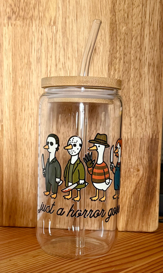 Just a Horror Goose 16oz Glass Can
