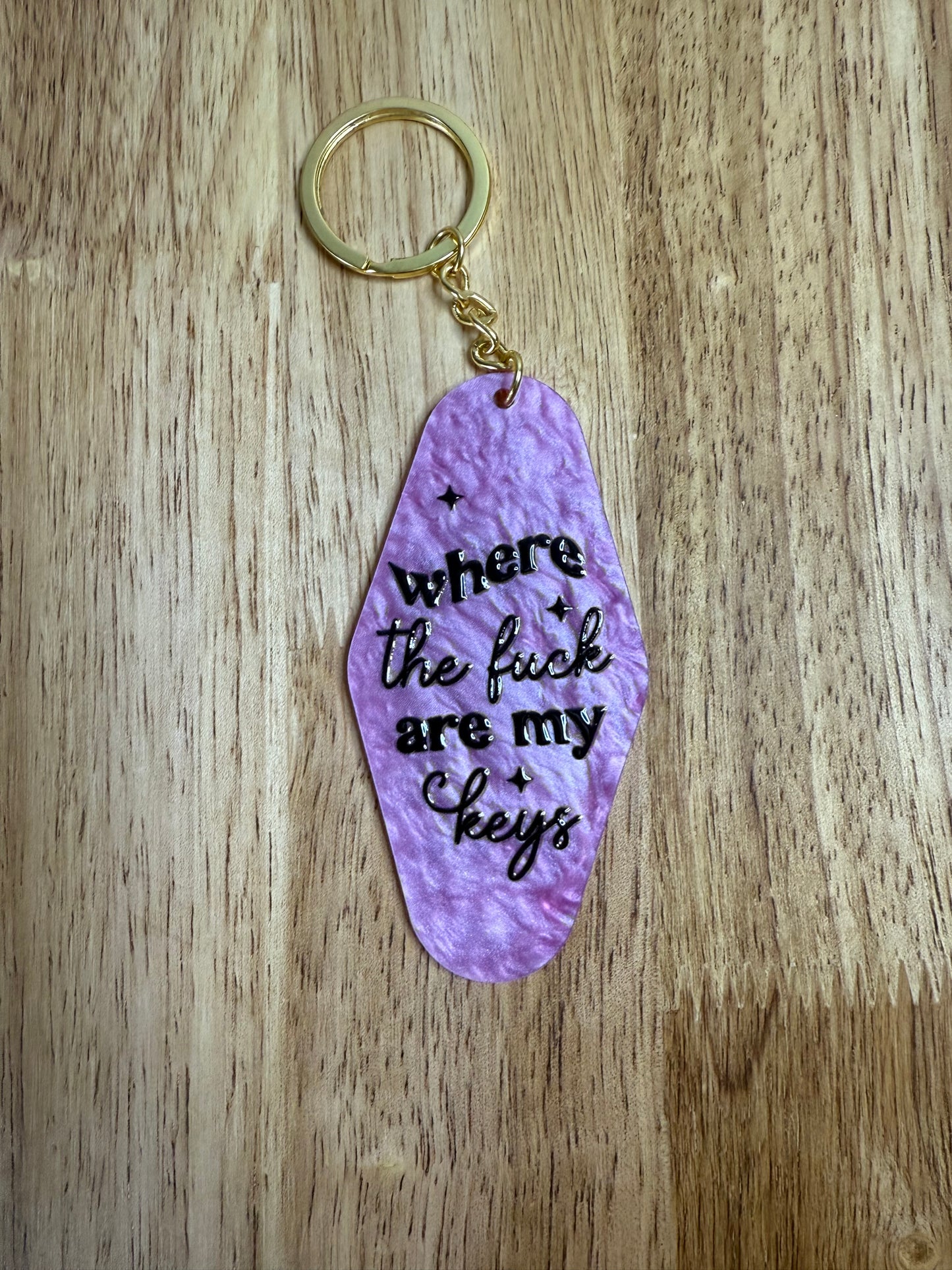 Where the Fuck are my Keys Pink Marble Keychain
