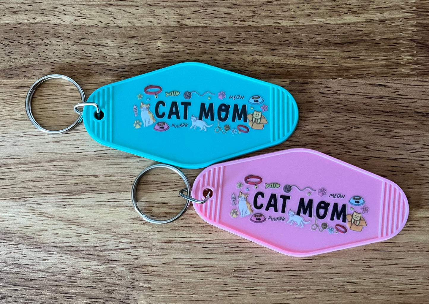 Cat Mom Motel Keychain