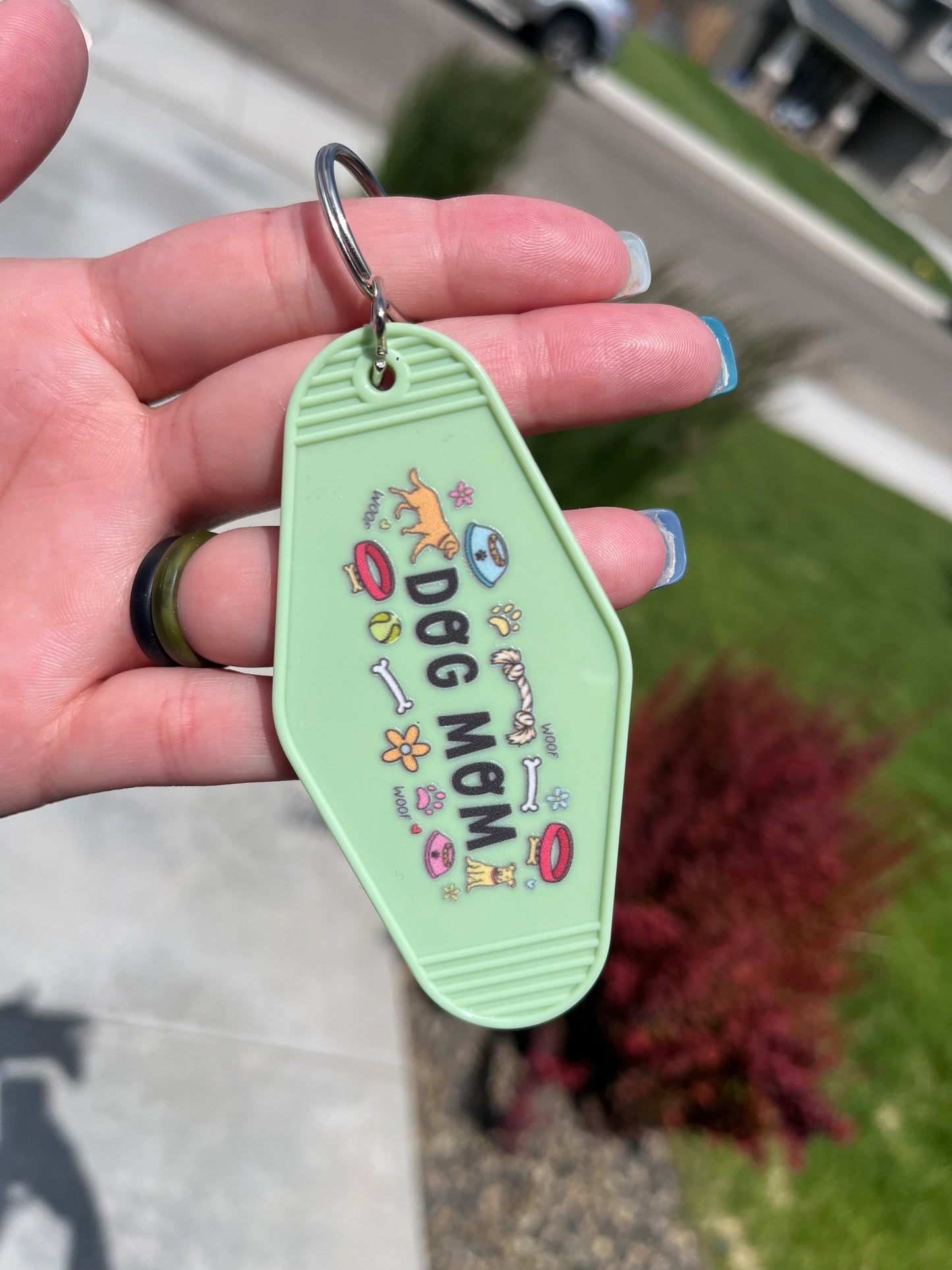 Dog Mom Motel Keychain