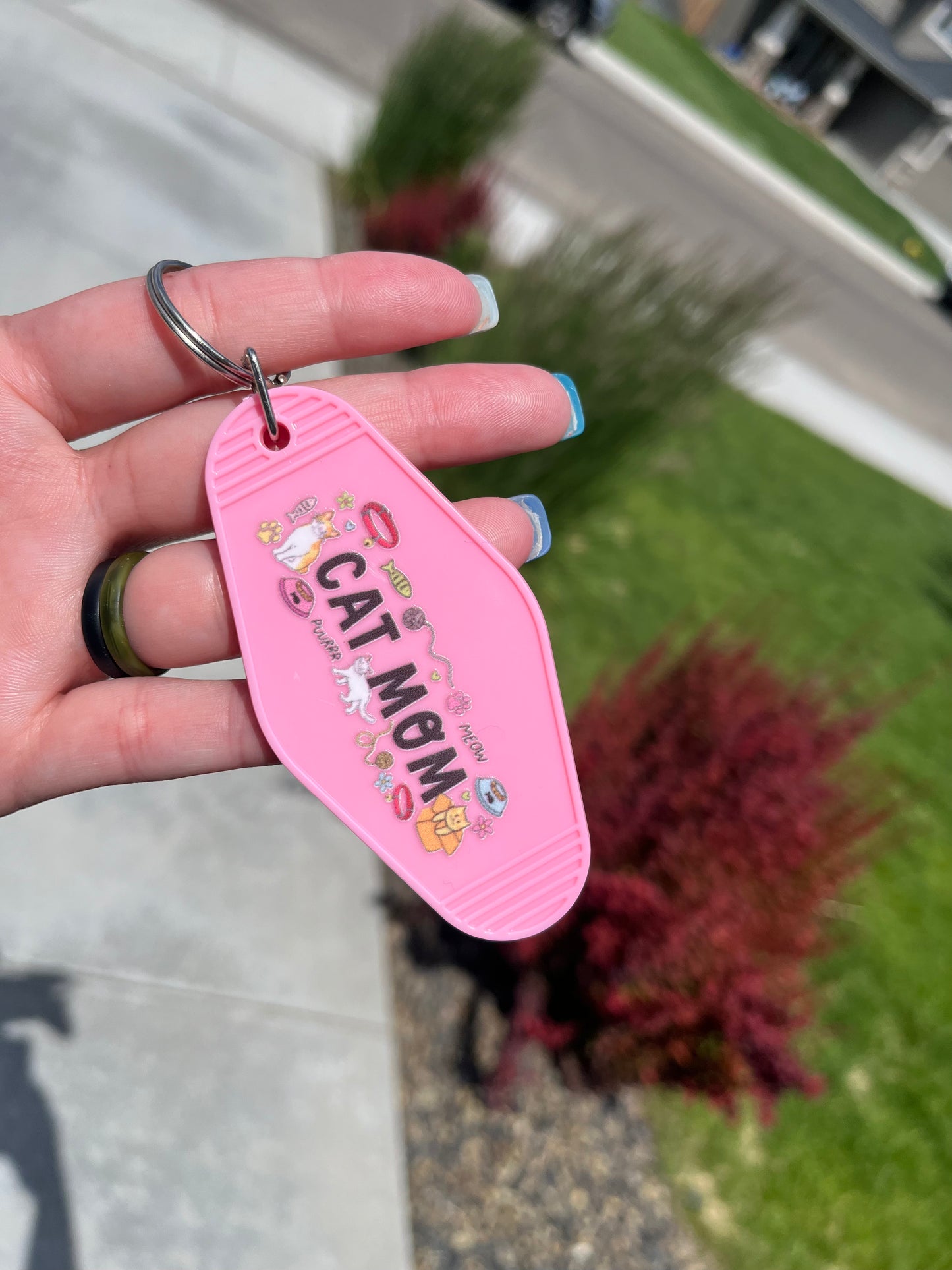 Cat Mom Motel Keychain